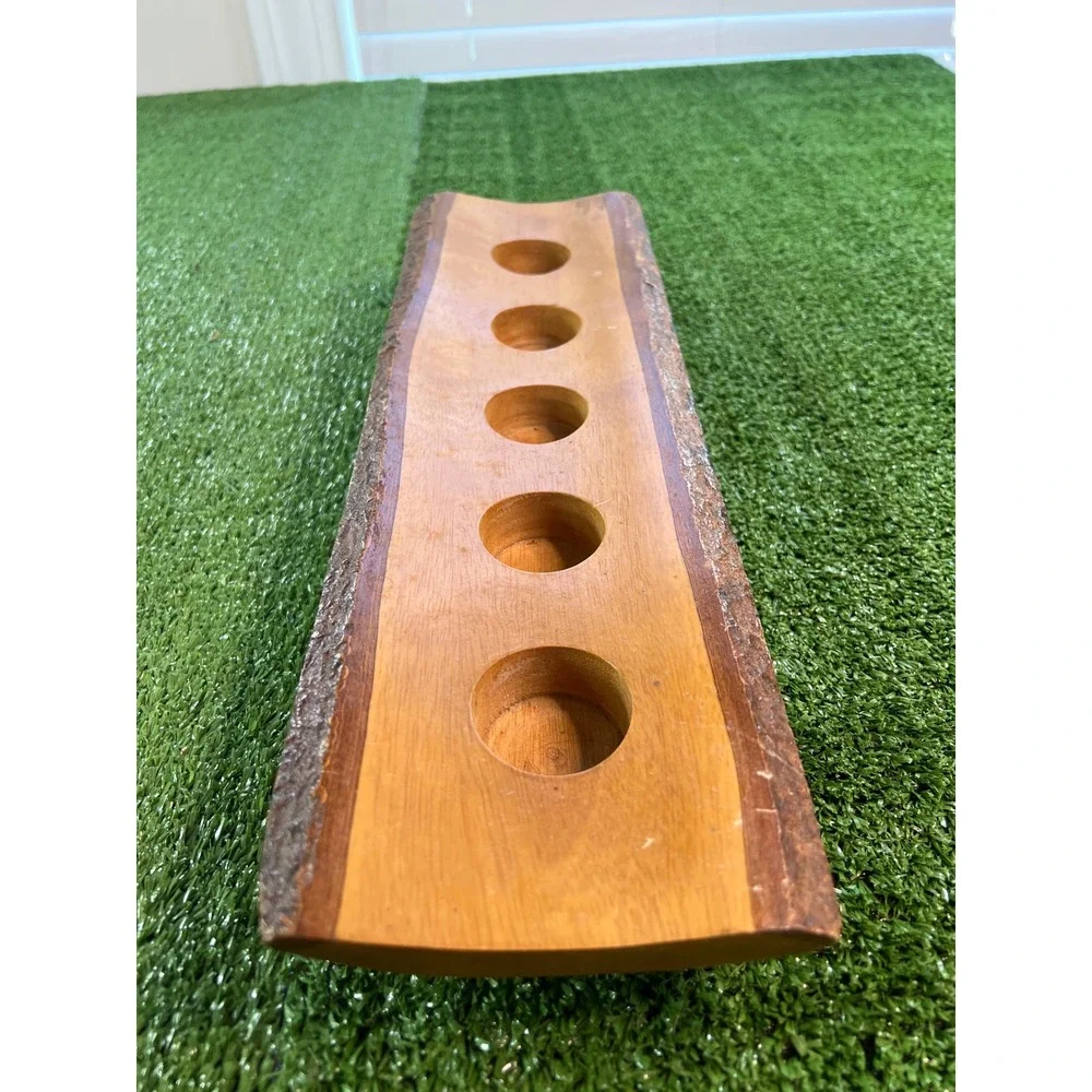 Rustic Wood Slice candle Holder Stand,‎ 5 Hole Natural Bark Edge Decor